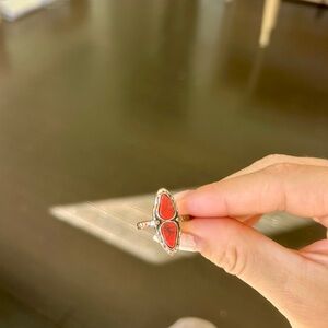 Red and Silver Free People Ring